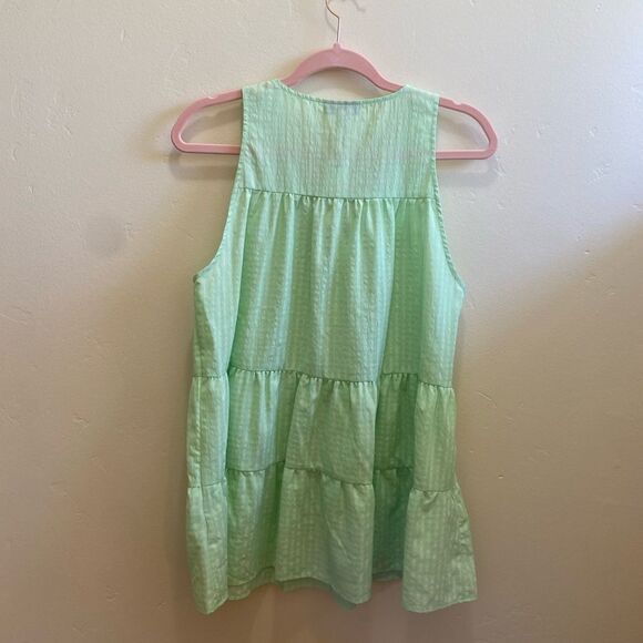 Topshop Green Tiered Preppy Tunic Top Size 6 NWT - Picture 4 of 4